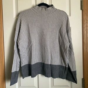 Rachel Zoe Grey Striped Mock Neck Sweater